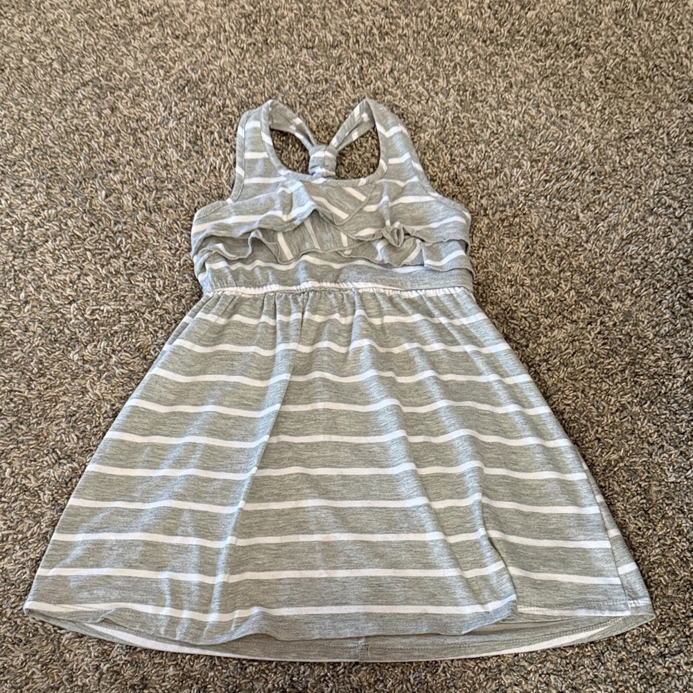 Charming Gray Striped Kids Dress